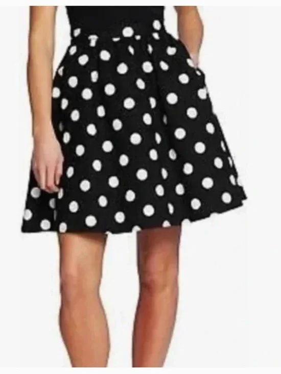 CECE Havana Fiesta Rich Black Polka Dot Skater Skirt Size 14 NWT - Picture 3 of 12